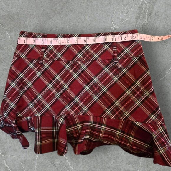 TRACY EVANS Plaid & Ruffled Mini Skirt sz small - Picture 3 of 9